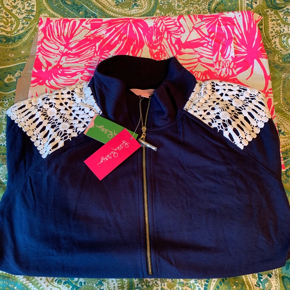 Lilly Pulitzer NWT Skipper Popover Navy Size L